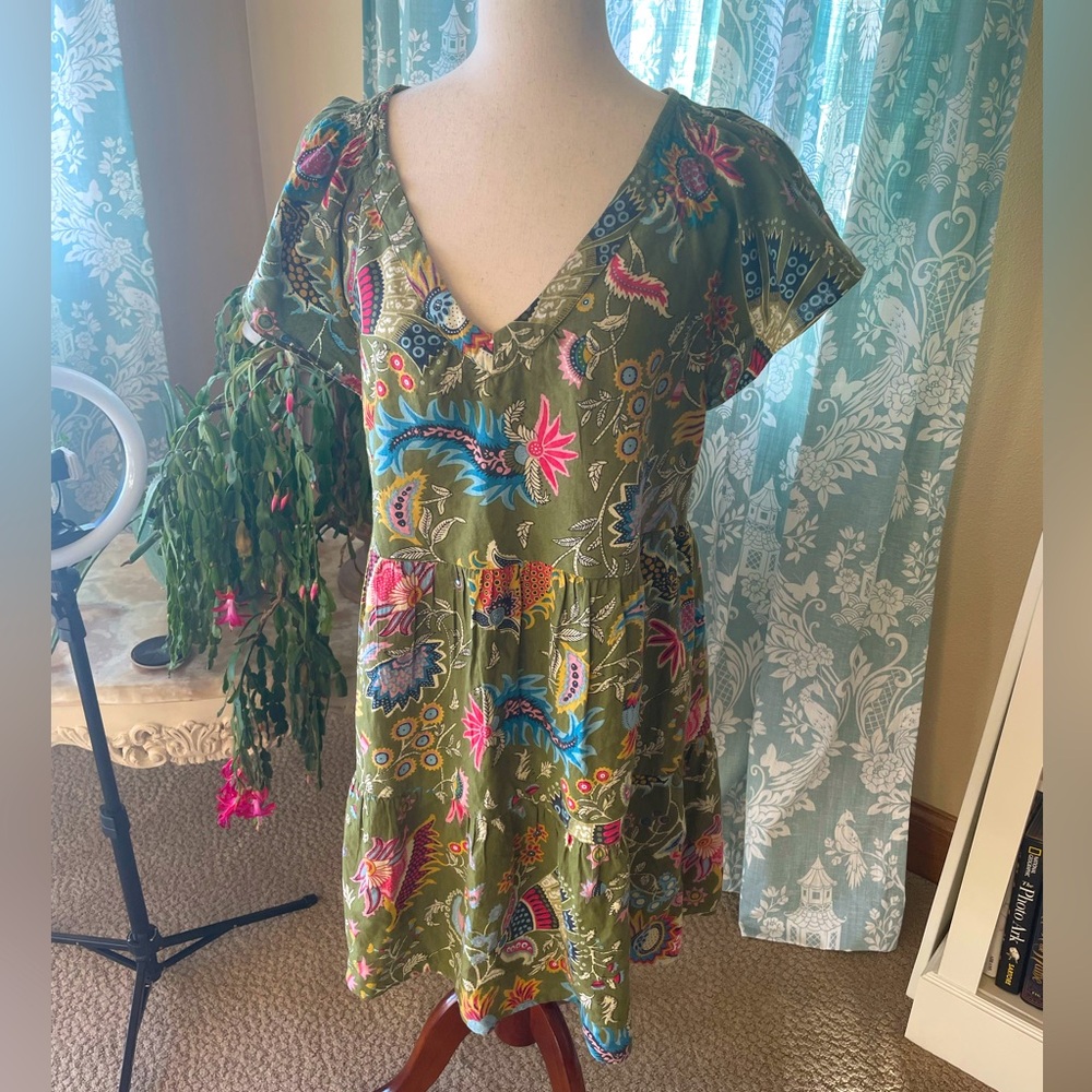 True Grit Dylan boho floral green tiered Paloma dress